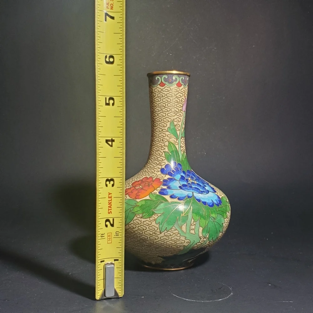Handcrafted Chinese Floral Cloisonné Enamel 6.5